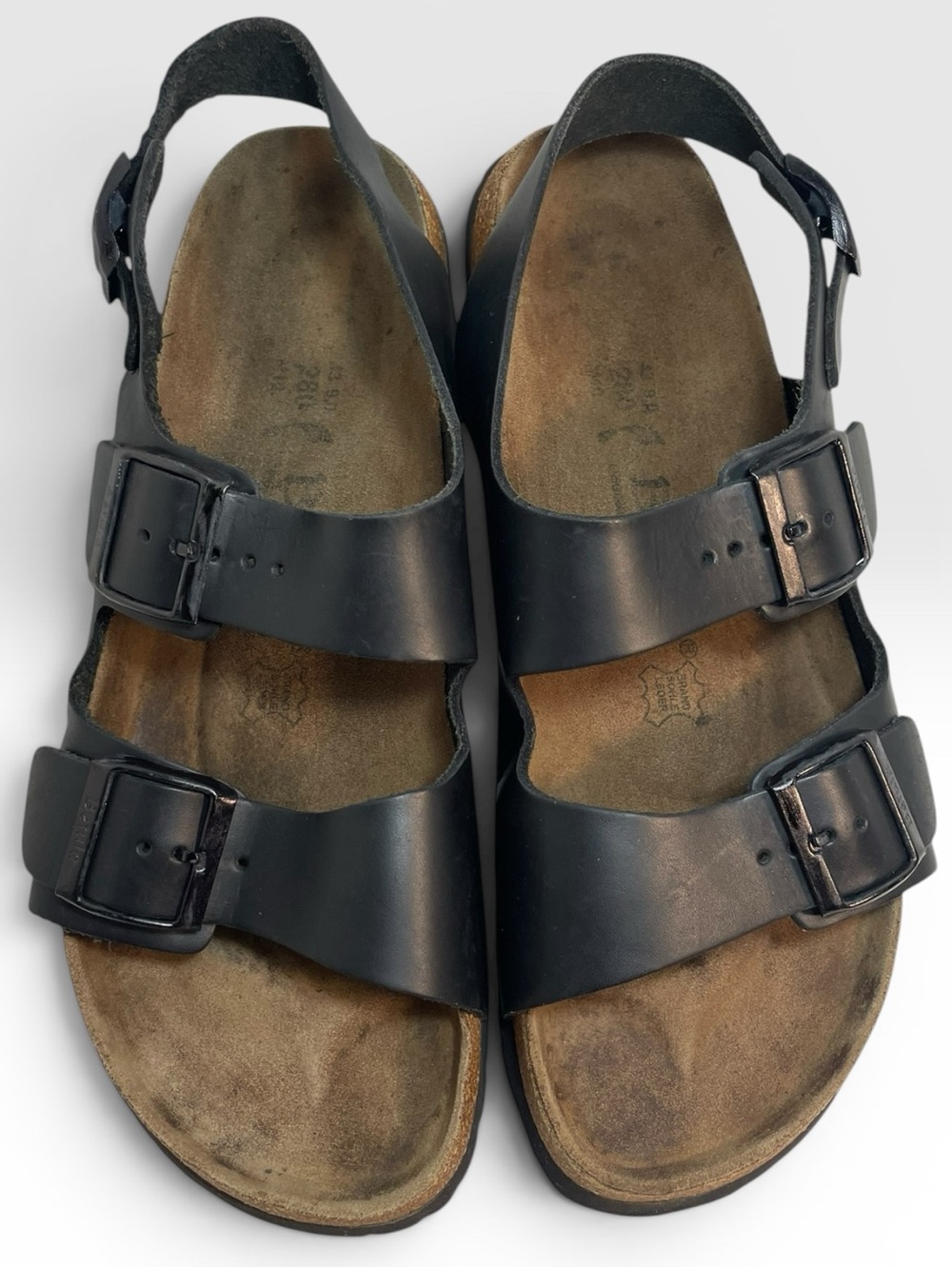 Betula Birkenstocks with back strap size 43 but run small, like the Milano style